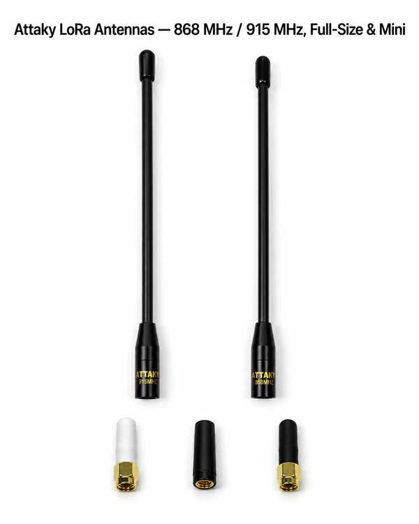 Attaky LoRa Antennas — 868 MHz / 915 MHz, Full-Size & Mini (Extra Add-on)